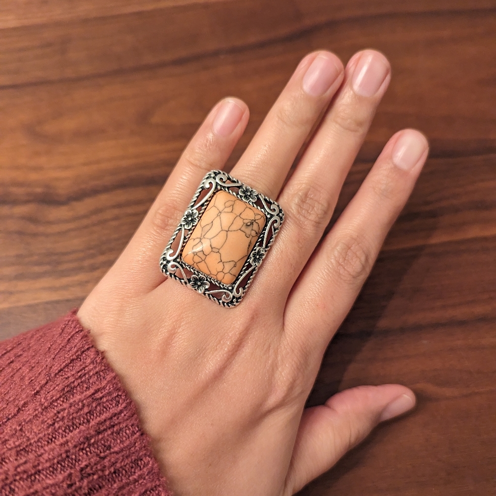 Free People Adjustable pink turquoise stone Ring